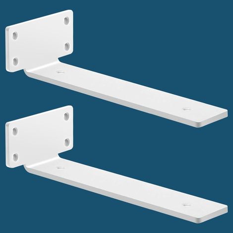 Lot de 2 Equerre Etagere Murale, Supports Pour étagères Lourdes Industrielles, Equerre Charge Lourde, Supports en L, 5 mm d'épaisseur avec Vis (Blanc 30 cm) (1/5)