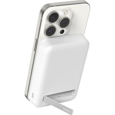 Belkin BoostCharge Pro Power Bank Wireless BPD008 10000 mAh Qi2 MagSafe 15W con Supporto Integrato, Bianco (1/4)