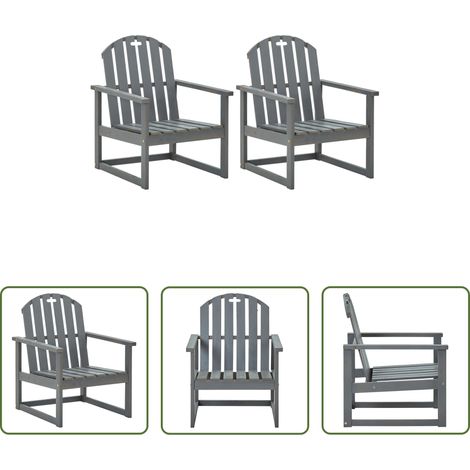 Chaise en bois -  Chaises de jardin lot de 2 Gris Bois d'acacia solide (1/5)