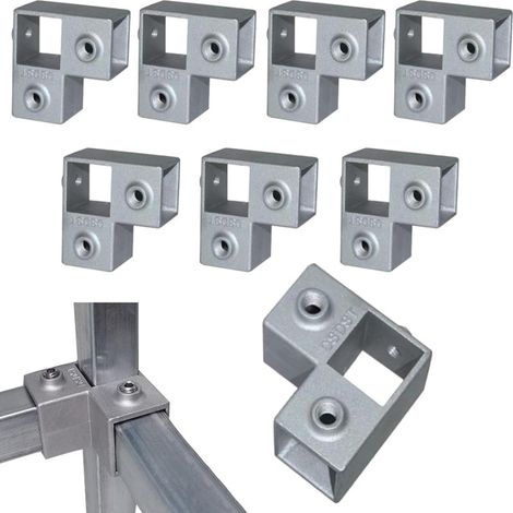 8-teiliger, 25 x 25 mm, vierseitiger, dreidimensionaler Vierkantrohrverbinder aus Aluminiumlegierung, L-förmig, Vierkantrohr-Führungsschienenverbindung
