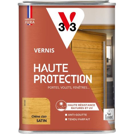 V33 – Vernis extérieur haute protection microporeux pour bois – Résistant aux UV et aux intempéries – Application facile anti-goutte – 1L
