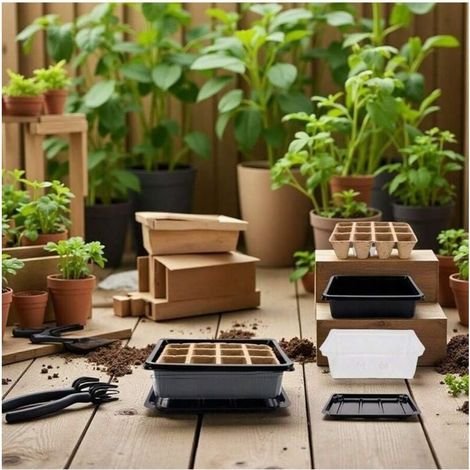 Dispositif de sélection de semis Ensemble de 4 pièces Pot de semis intelligent Boîte de germination domestique Artefact de plantation de balcon Boîte de semis de légumes charnus Plantation de jardin I (1/4)