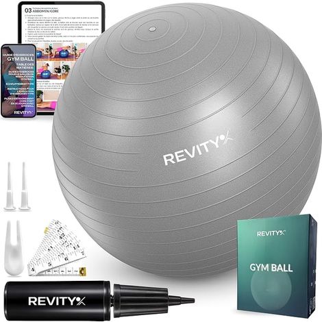 Swiss Ball and Ergonomic Office Chair 65 cm – Non-Slip, Dust-Proof, Odourless, Burst Resistant Up to 250 kg, Matte Surface, with Pump (1/5)