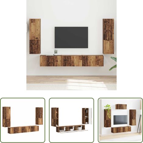 vidaXL Altholz - TV-Schrankset Wandmontiert 4 pcs Altholz Holzwerkstoff (1/5)