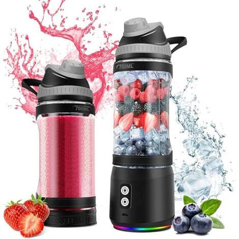 Mini mélangeur portable 300 W pour milkshakes et smoothies, mixeur de voyage compact de 680,4 g avec 6 000 mAh rechargeable USB-C, couvercle de voyage de nettoyage intelligent et bouteille sans BPA (1/5)