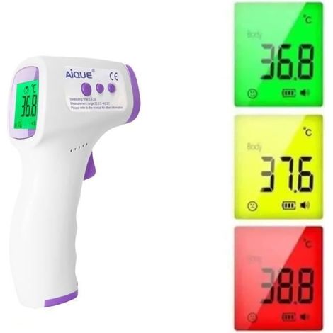 thermomètre frontal, Mesure Frontale, Lecture Code Couleur, LCD, Alerte Fièvre, Fonction Mémoire (1/4)