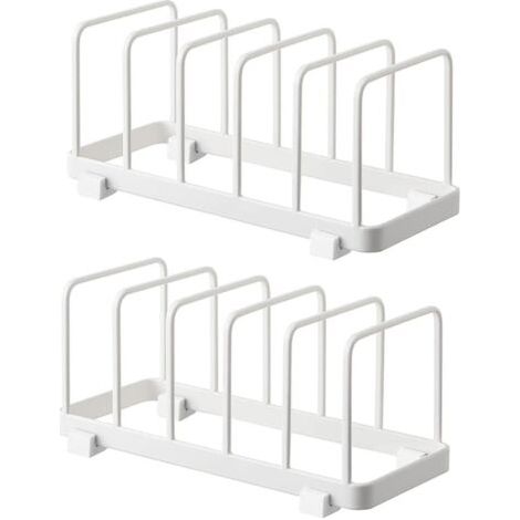 RHG Assiette Organisateur, Égouttoir à Vaisselle, Supports à Assiettes, Organisateur d'Étagère à Assiettes, Rangement de Planche à Découper pour Cuisine Comptoir Placard (Blanche, 2 Pièces) (1/5)
