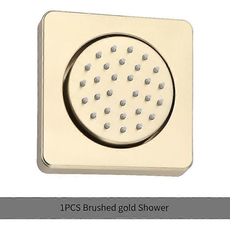 Pommeau de douche massant en laiton doré rose, pommeau de massage SPA latéral pour baignoire, pommeau de douche corporel, carré promotionnel en chrome noir brossé doré (1 pièce) (1/5)