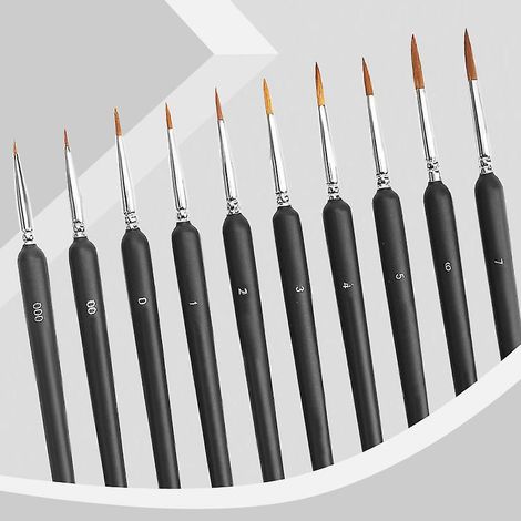 dtail Pinceau, 10 Pcs Peinture Pinceaux Acrylique Pour La Peinture L'aquarelle Gouache Et Acrylique,ldal Pour Des Dtails Minutieux Et Finition (1/5)