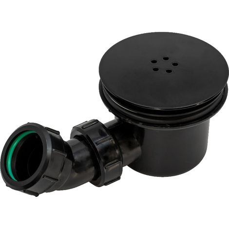 90mm Shower Waste Fast Flow Matt Black Domed Top Finish Trap for Shower Tray (1/4)