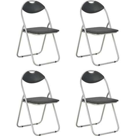 Lot de 4 Chaises de salle à manger pliantes - Chaises à dîner Noir Similicuir BV716540 - BonneVie (1/5)