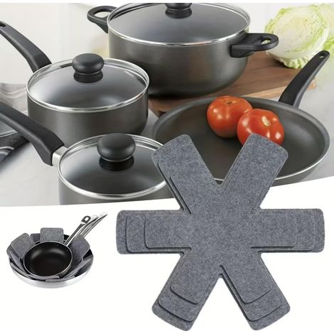Lot de 3 maniques en feutre - dessous de plat résistant à la chaleur pour couverts - Maniques - Dessous de plat - Tapis de protection - Séparateur de casseroles - 38/35/36 cm - Tissu non tissé - Gris (1/5)
