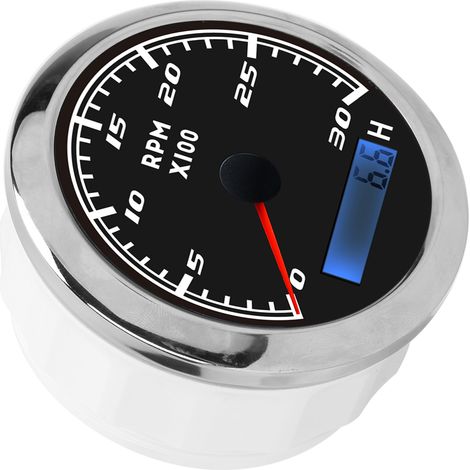 85-mm-Zeiger-Drehzahlmesser, IP67, Edelstahl, universell einsetzbar für Auto, Boot und Schiff, Schwarz (1/5)