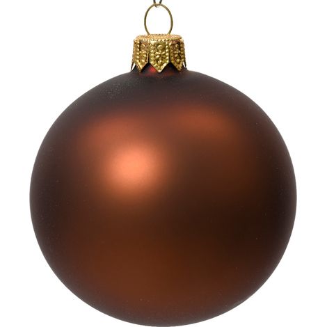 Box Da 6 Palline Di Natale In Vetro Opaco Colore Caff 8Cm