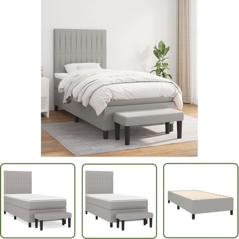 The Living Store Boxspringbett mit Matratze Hellgrau 90x190 cm Stoff - Boxspringbett - Doppelbett - Schlafraum - Bettgestell - Bettauflage (1/5)