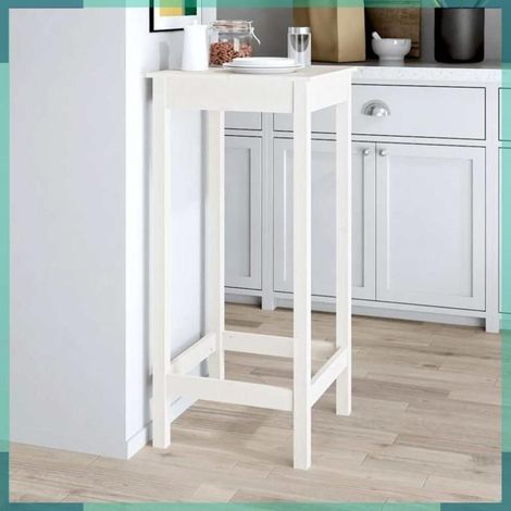 833264 Table de bar blanc 50x50x110 cm bois massif de pin (1/5)