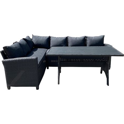 Furniture One Garden Furniture Set Corner Lounge Outdoor Sofa Chair Patio DIning Table - Brown
