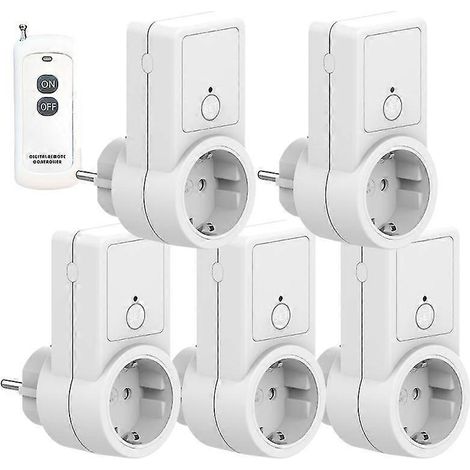 1-5x Interruttore intelligente wireless con telecomando, presa di corrente con spina UE [DB] 1 pezzo