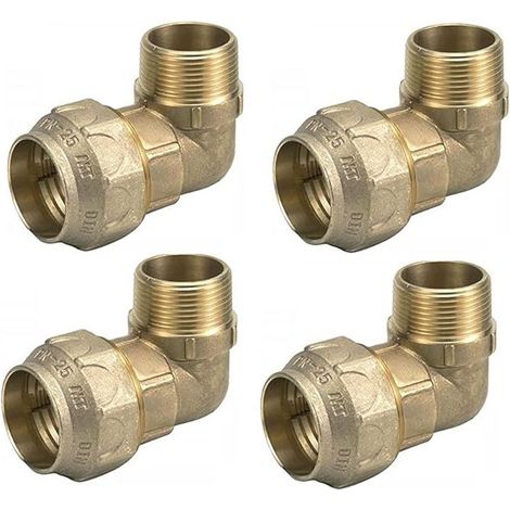 4 Stück Messingbogen 40mm x 1 1/4'' Männlich für PE-Rohr 40mm  Aenor Zertifiziertes Messingzubehör  Gewindebogen Männlich