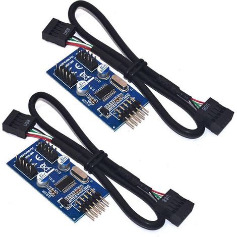 USB 2.0 9-Pin auf 2 Stecker-Adapter (2 x 9-Pin-Anschlüsse für das Motherboard) (1/4)