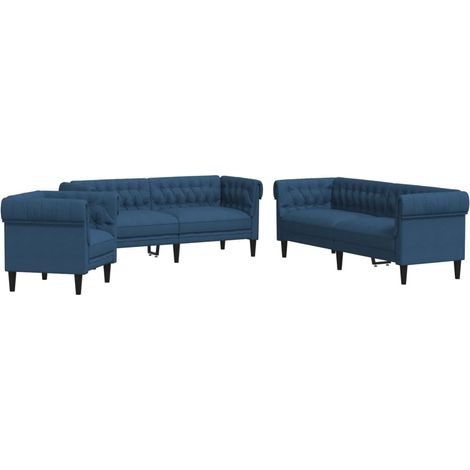 Maison Exclusive - Set di Divani 3 pz Blu in Tessuto