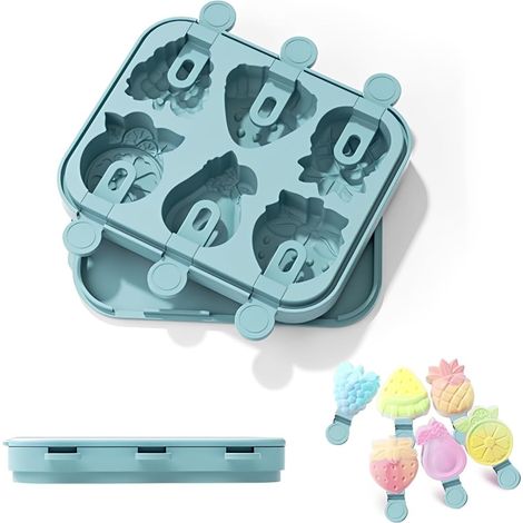 Eisformen, selbstgemachte Eisformen, fruchtförmige Formen, 6 verschiedene Formen von Eisformen, können zur Herstellung von Eis, Eisstangen verwendet werden