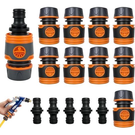 Raccord Rapide pour Tuyau d’Arrosage 13mm 1/2 Pouce – Set Universel de 15 Pièces Étanches, Économiseur d’Eau pour Tuyau de Jardin, Irrigation, Nettoyage Domestique, Lavage Auto (1/5)