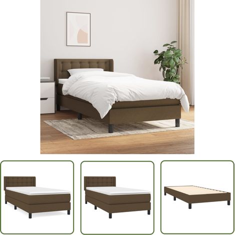 The Living Store Boxspringbett mit Matratze Dunkelbraun 100x200 cm Stoff - Boxspringbett - Doppelbett - Bettrahmen - Lattenrost - Massivholzbette (1/5)