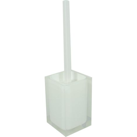 Brosse WC Blanche, Dimensions et Poids : 37,5 x 9,8 x 9,8 cm et 0,855 kg, fabriquée en résine Transparente, Brosse de Toilette Design, Fait à la Main, 2 Ans de (1/5)