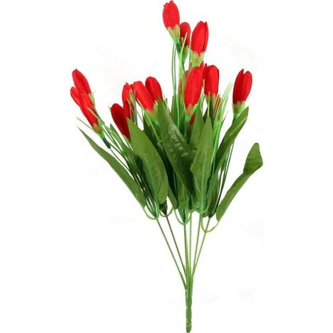 Bouquet artificiale di 20 crochi rossi - Fiori decorativi realistici, altezza 35 cm (1/3)
