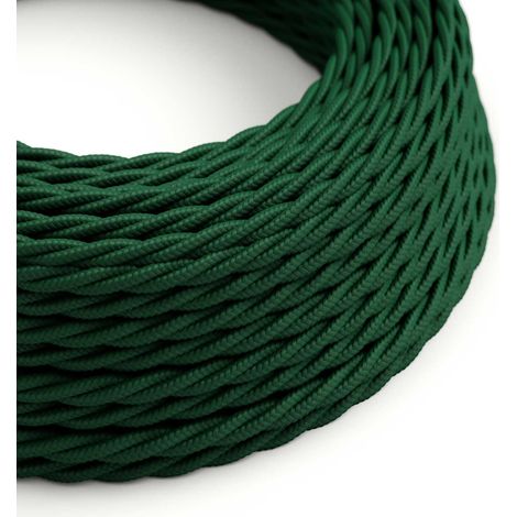 Creative-Cables Cavo elettrico rivestito in tessuto, Verde Bosco TM21, 2 x 0,75 mm², 50 m, Trecciato, effetto seta
