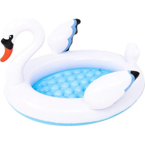 TRADE SHOP - Piscina Gonfiabile Per Bambini Forma Cigno 108x95x65cm Giardino Divertimento 016147 - (1/5)