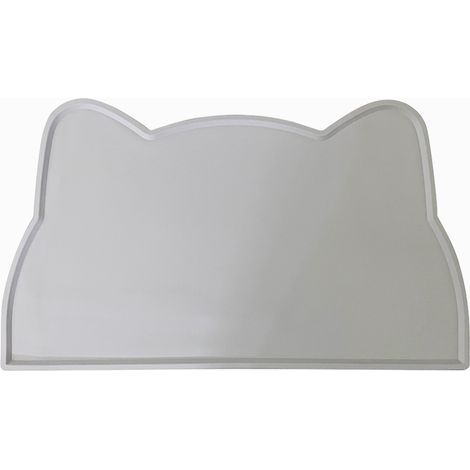 Tapis en silicone pour gamelle de chien/chat, motif tête de chat, gris. (1/5)