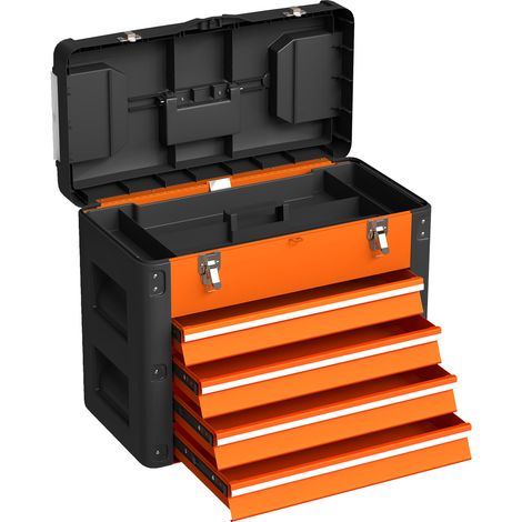 GagaBoite a outils vide 49,7 x 25,3 x 40,7 cm avec 4 tiroirs acier orange (1/5)