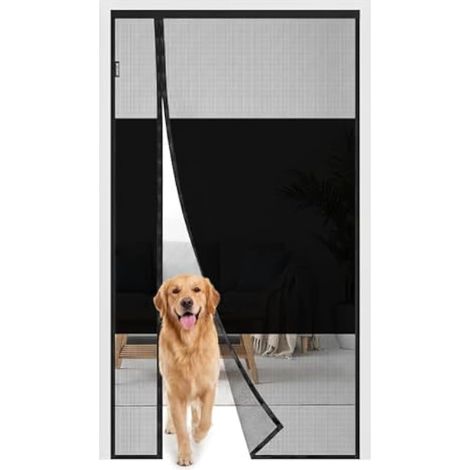 Moustiquaire magnétique, rideau en maille 100 x 210 cm, protection de l'intimité, installation sans perçage, maille indéchirable avec aimants puissants, pour balcon, terrasse et salon, noir (1/5)