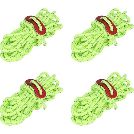 4 Pièces Corde de Tente Réfléchissante 4mm Haute Résistance pour Camping Léger, Hamac Extérieur Vert