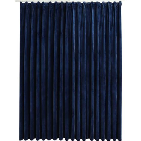 Blackout Curtain with Hooks Velvet Dark Blue 290x245 cm vidaXL