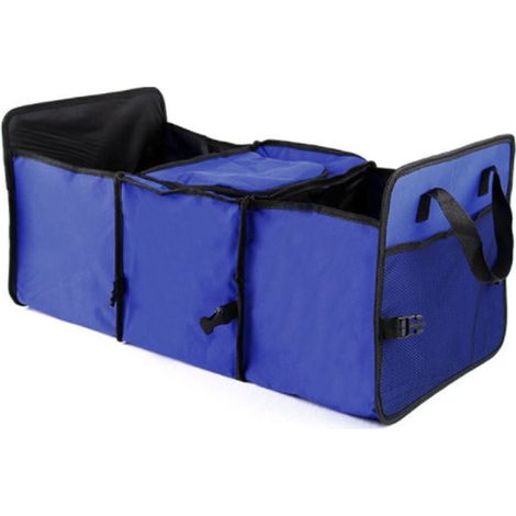 Boîte de rangement pliable et antidérapante, organisateur de coffre de voiture, conteneur de stockage de nourriture pour jouets, sac de rangement de voiture(bleu) (1/2)
