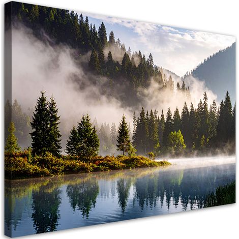 Bilder Wald im Nebel am See Landschaft 30x20 (1/5)