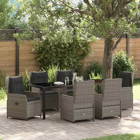 Garten Essgruppe 7 pcs Grau Poly-Rattan (1/5)