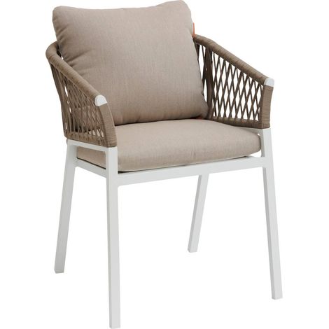 Set di 2 poltrone da giardino oriengo in alluminio e rete intrecciata color tortora e bianco - Hespéride