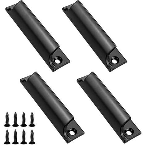 4 Pièces Poignée de Porte de Balcon Extérieure, Poignée en Alliage D'aluminium avec Vis Acier Inoxydable, Ensemble de Poignées Polyvalentes et Sûres, pour Fenêtres Armoires Tiroir Meuble Cuisine, Noir (1/5)