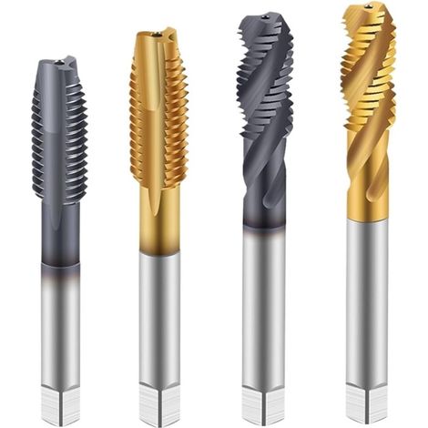 Foret-taraud M12 HSS-Co TiN pointe spiralée, pour métal et CNC (1/4)
