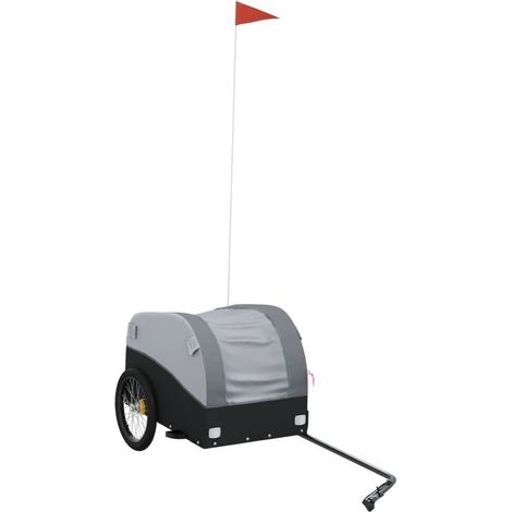 Remorque de vélo noir et gris 30 kg fer (1/5)