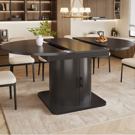 Mesa extensible con almacenaje 118-158 x 118 x 76 cm en MDF y metal negro DESVIAE (1/5)