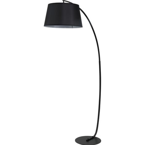 Lámpara de pie arco de metal negro, pantalla textil, interruptor de pie, E27, 40 W, HAVRYA (1/5)