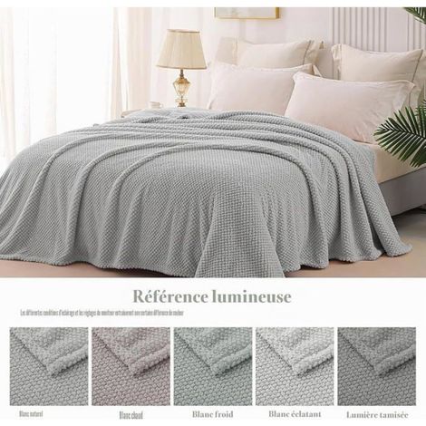 Whale Flotil Couverture Poire 130x170 cm Pid Canapé Jeté de Canapé en Microfibre Jacquard,130x170cm Gris Cir GRIS CLA COUVERTURE (1/5)