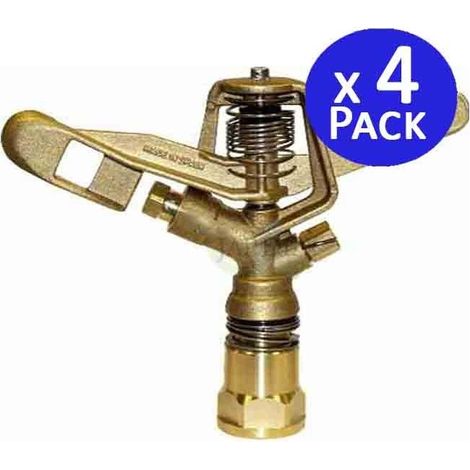 Pack 4 Aspersores Latón Circular 3/4" Hembra, Alcance 13 a 18 Metros, Riego Profesional