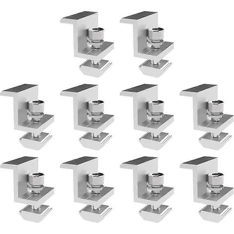Pince de fixation réglable pour panneau solaire, pince de montage pour support photovoltaïque, pince d'extrémité solaire de 35 mm, utilisée pour fixer les panneaux solaires. (1/5)