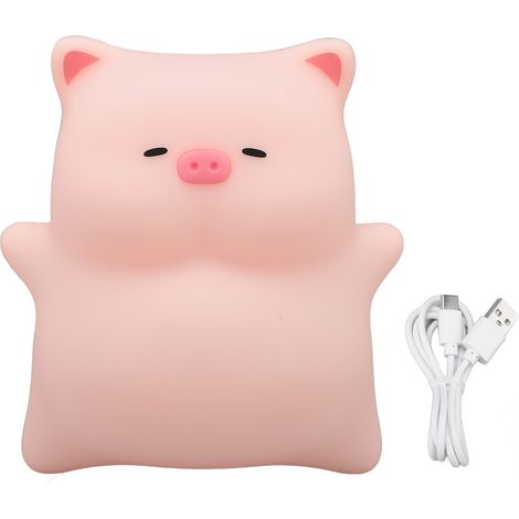 Veilleuse cochon en Silicone pour enfants, 3000K, LED, variable, Rechargeable, lampe de chevet, mignonne, décoration de maison, chambre d'enfant (1/5)